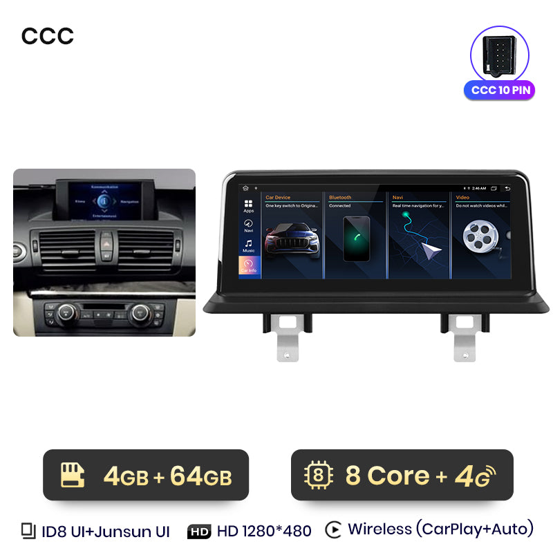 Junsun AI Głos Bezprzewodowe CarPlay Radio Samochodowe Multimedia dla BMW E81 E82 E87 E88 2005-2012 DSP GPS 8 Rdzeni GPS Autoradio