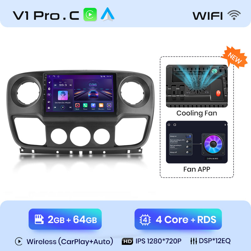Junsun AI Voice 2 din Android Auto Radio do Renault Master Nissan NV400 Opel Movano 2010 - 2021 Carplay 4G Car Multimedia GPS 2din autoradio