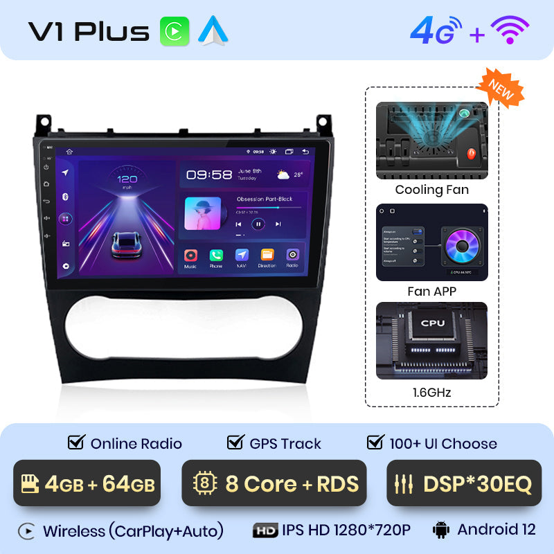Junsun AI Voice 2 din Android Auto Radio For Benz C-Class W203 2005-2009 Carplay 4G Car Multimedia GPS 2din autoradio