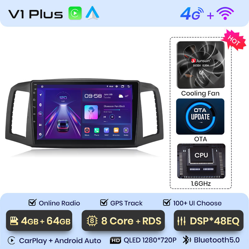 Junsun AI Voice 2 din Android Auto Radio dla JEEP Grand Cherokee 2004 2005 2006 2007 Carplay 4G Car Multimedia GPS 2din autoradio