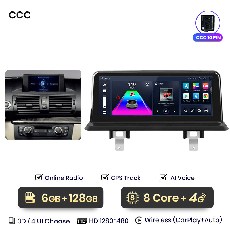 Junsun AI Głos Bezprzewodowe CarPlay Radio Samochodowe Multimedia dla BMW E81 E82 E87 E88 2005-2012 DSP GPS 8 Rdzeni GPS Autoradio