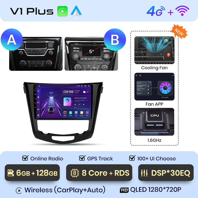 Junsun Bezprzewodowe CarPlay Radio Multimedialne Dla Nissana Qashqai J11 X-Trail T32 2013-2017 Android Auto GPS Autoradio Samochodowe Inteligentne