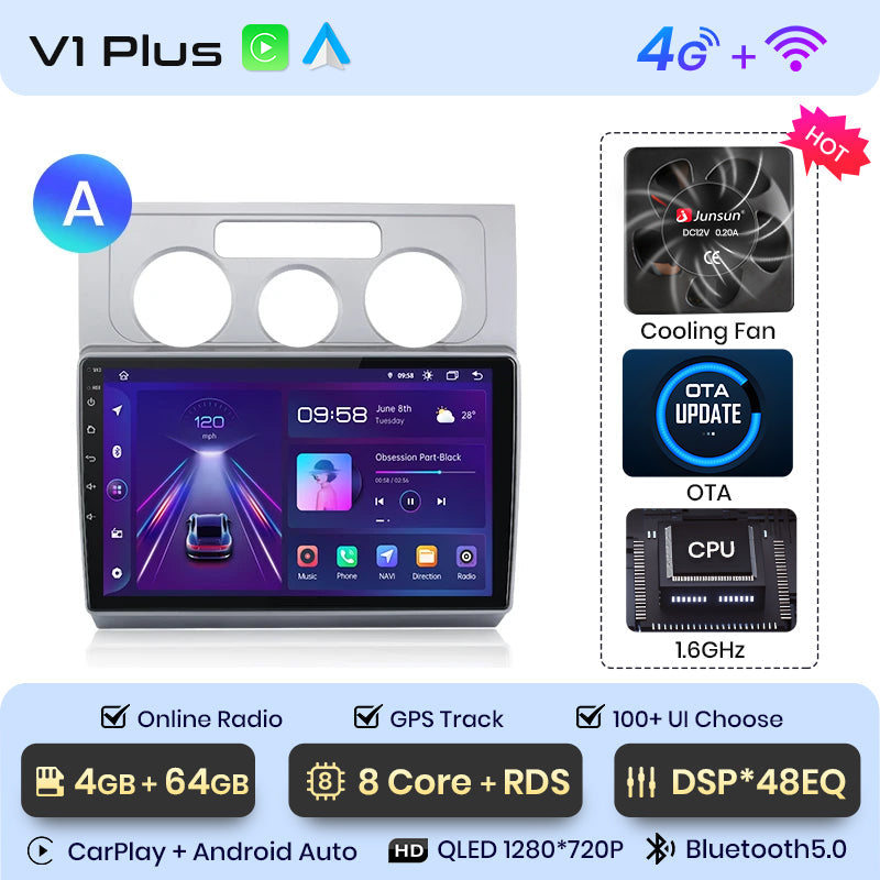 Junsun AI Voice 2 din Android Auto Radio dla Volkswagen Touran 1 2003 - 2010 Carplay 4G Car Multimedia GPS 2din autoradio