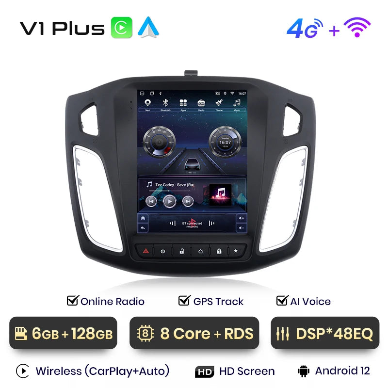 Junsun dla Tesli Styl Android Auto 4G Bezprzewodowe Carplay DSP Radio Odtwarzacz Multimedialny dla Forda Focus MK 3 2012-2017 bez 2din