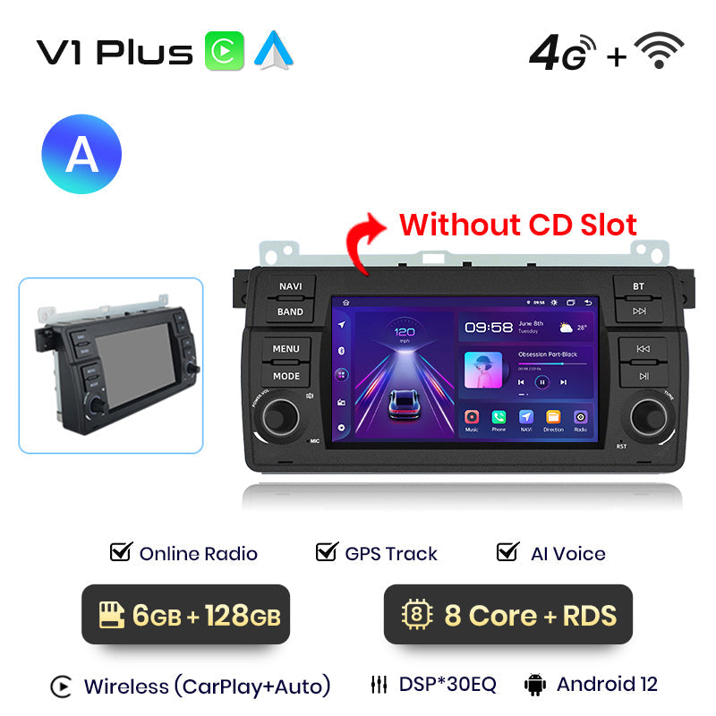 Junsun AI voice 4G LTE wireless CarPlay Android Auto Radio For BMW E46 M3 318/320/325/330/335 Car Intelligent Systems Multimedia player Stereo RDS BT 2 din autoradio GPS Navi screen