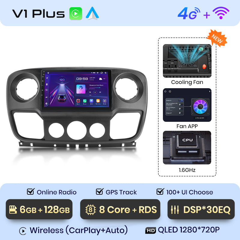 Junsun AI Voice 2 din Android Auto Radio do Renault Master Nissan NV400 Opel Movano 2010 - 2021 Carplay 4G Car Multimedia GPS 2din autoradio