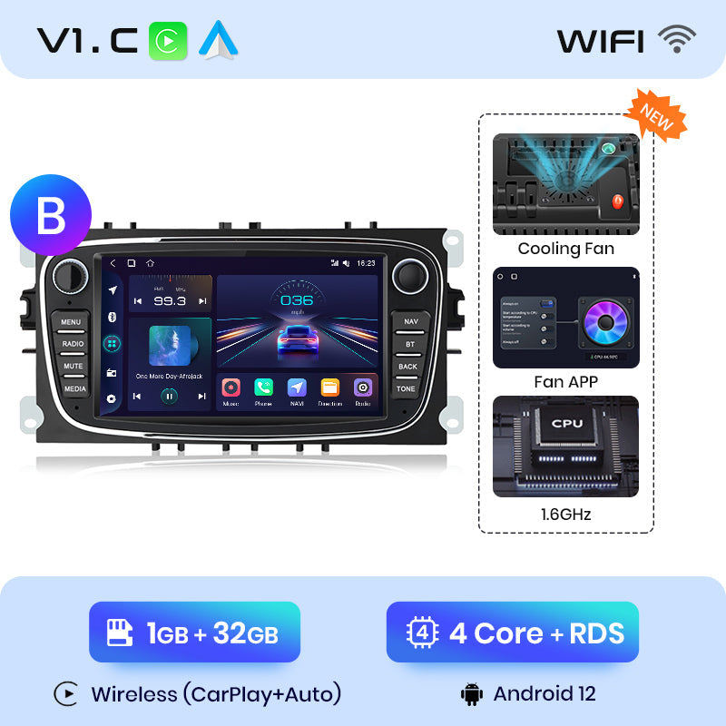 Junsun AI voice 4G LTE bezprzewodowy CarPlay Android Auto Radio do Ford Focus S-Max Mondeo Galaxy C-Max Kuga Inteligentny system multimedialny Odtwarzacz stereo RDS BT 2 din autoradio GPS Navi ekran