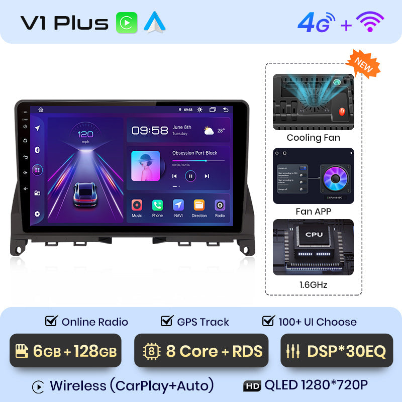 Junsun AI Voice 2 din Android Auto Radio dla Mercedes Benz C Class 3 W204 S204 2006 - 2011 Carplay 4G Car Multimedia GPS 2din autoradio