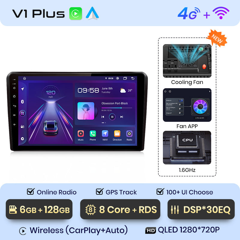 Junsun AI Voice 2 din Android Auto Radio dla Audi A3 8P 2003 - 2013 Carplay 4G Car Multimedia GPS 2din autoradio