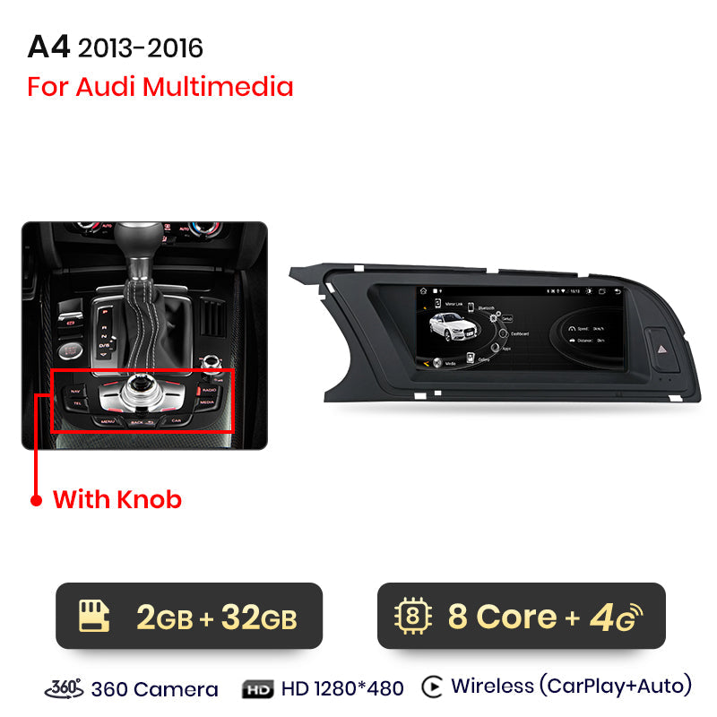 Junsun 8,8 cala Bezprzewodowe CarPlay i Android Auto Radio Multimedialne dla Audi A4 A4L B8 2009-2016 Nawigacja Autoradio