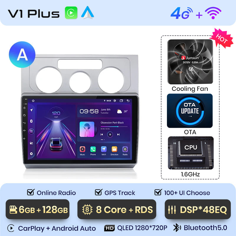 Junsun AI Voice 2 din Android Auto Radio dla Volkswagen Touran 1 2003 - 2010 Carplay 4G Car Multimedia GPS 2din autoradio