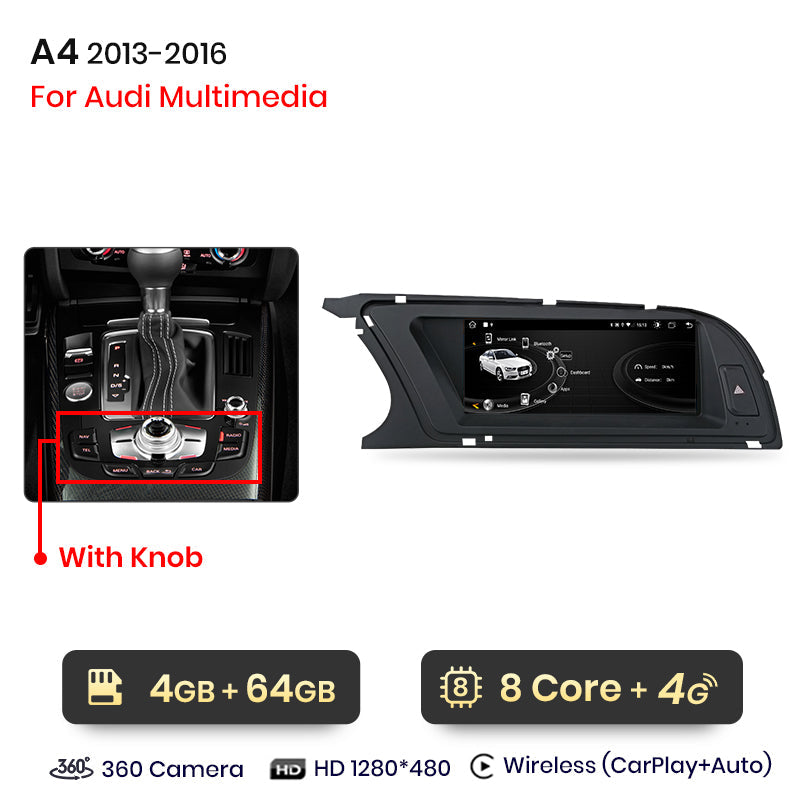 Junsun 8,8 cala Bezprzewodowe CarPlay i Android Auto Radio Multimedialne dla Audi A4 A4L B8 2009-2016 Nawigacja Autoradio