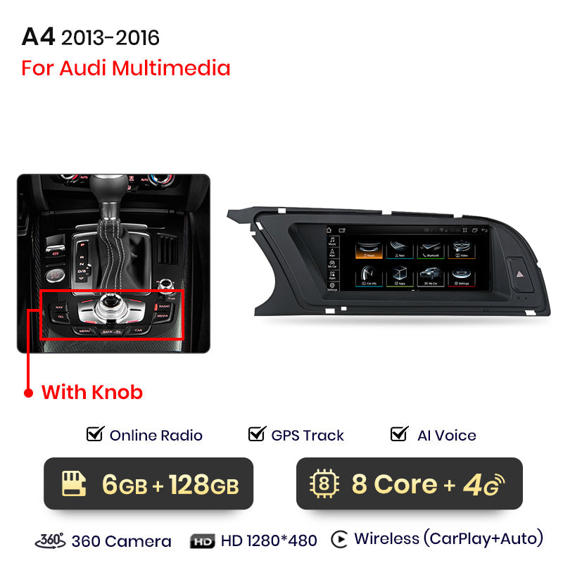 Junsun 8,8 cala Bezprzewodowe CarPlay i Android Auto Radio Multimedialne dla Audi A4 A4L B8 2009-2016 Nawigacja Autoradio