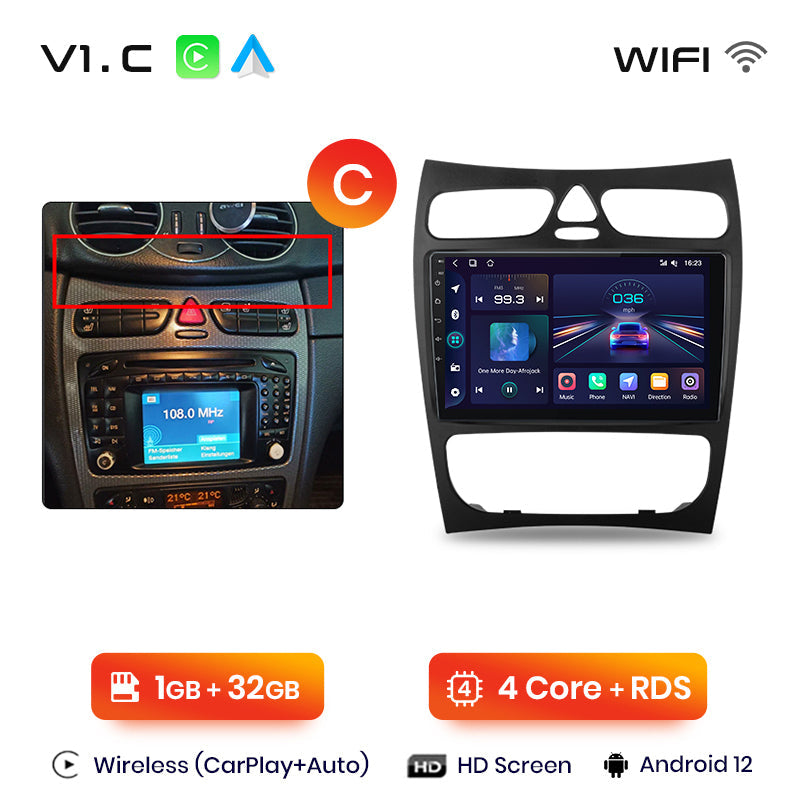 Junsun AI Voice 2 din Android Auto Radio For Mercedes Benz C Class CLK Class W203 W209 S203 A209 2000-2005 Carplay 4G Car Multimedia GPS 2din autoradio