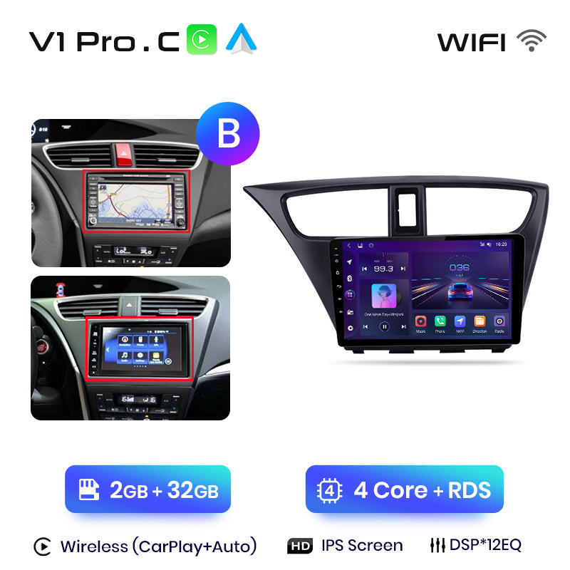 Junsun AI Voice 2 din Android Auto Radio do Hondy Civic 9 FK FB 2012 - 2017 Carplay 4G Car Multimedia GPS 2din autoradio