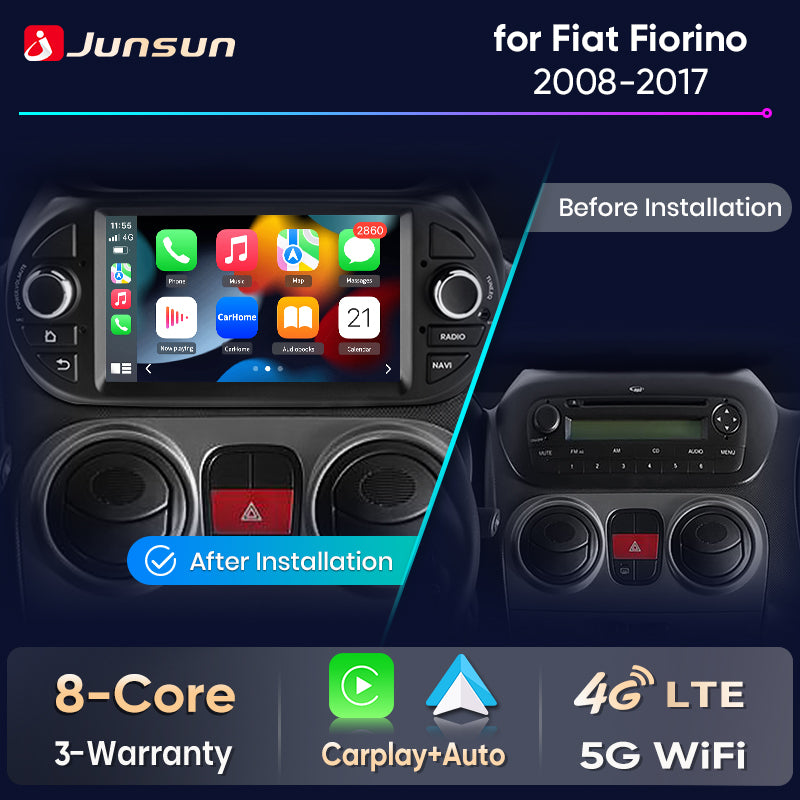 Junsun Wireless CarPlay Car Radio for Fiat Fiorino 2008 2009 2010-2017 Android Multimedia