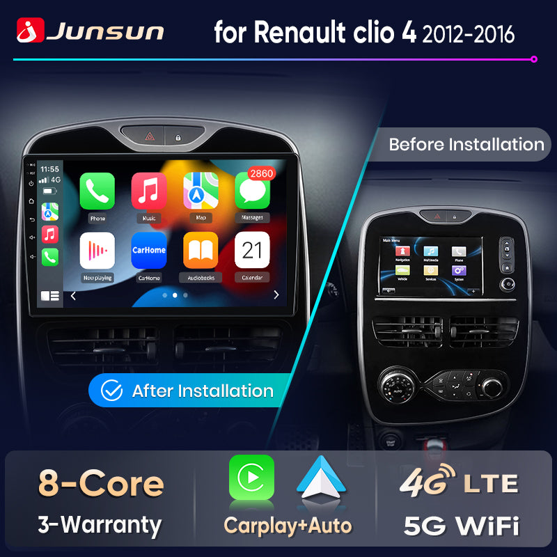 Junsun Wireless CarPlay Car Radio For Renault Clio 4 2012 2013 2014-2016 Android Multimedia