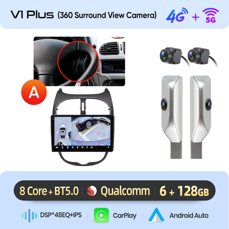 Junsun AI voice 4G LTE wireless CarPlay Android Auto Radio For Peugeot 206 206CC 206SW 2001-2008 Car Intelligent Systems Multimedia player Stereo RDS BT 2 din autoradio GPS Navi screen