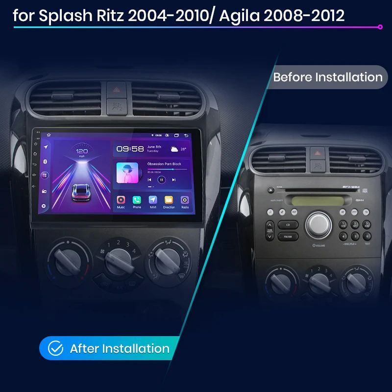 Junsun AI voice 4G LTE wireless CarPlay Android Auto Radio For SUZUKI Splash Ritz 2004-2010 Opel Agila 2008-2012 Car Intelligent Systems Multimedia player Stereo RDS BT 2 din autoradio GPS Navi screen