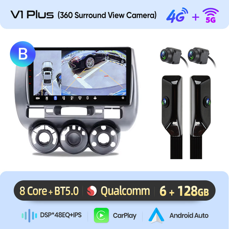 Junsun AI voice 4G LTE wireless CarPlay Android Auto Radio For Honda Fit Jazz City 2002 2003 2004-2007 Car Intelligent Systems Multimedia player Stereo RDS BT 2 din autoradio GPS Navi screen