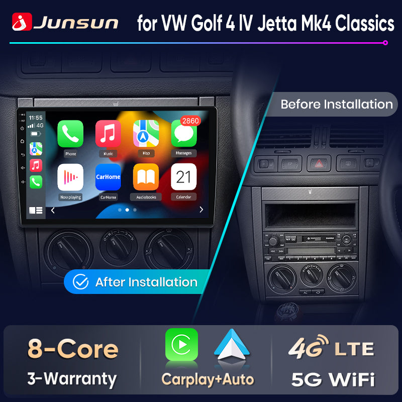 Junsun Wireless CarPlay Car Radio For Golf 4 Jetta MK4 1997-2003 Android Multimedia