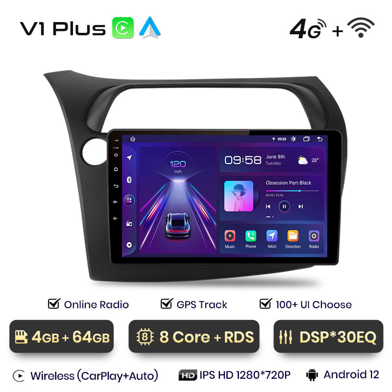 Junsun AI Voice 2 din Android Auto Radio dla Hondy Civic Hatchback 2005 2006-2011 Carplay 4G Car Multimedia GPS 2din autoradio