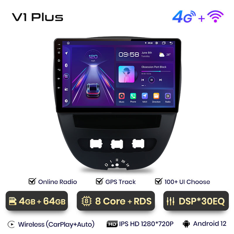 Junsun AI Voice 2 din Android Auto Radio For Peugeot 107 Toyota Aygo Citroen C1 2005 - 2014Carplay 4G Car Multimedia GPS 2din autoradio