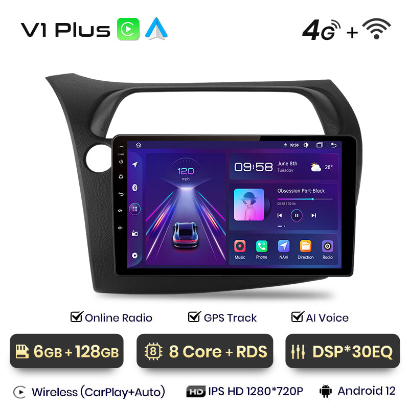 Junsun AI Voice 2 din Android Auto Radio dla Hondy Civic Hatchback 2005 2006-2011 Carplay 4G Car Multimedia GPS 2din autoradio