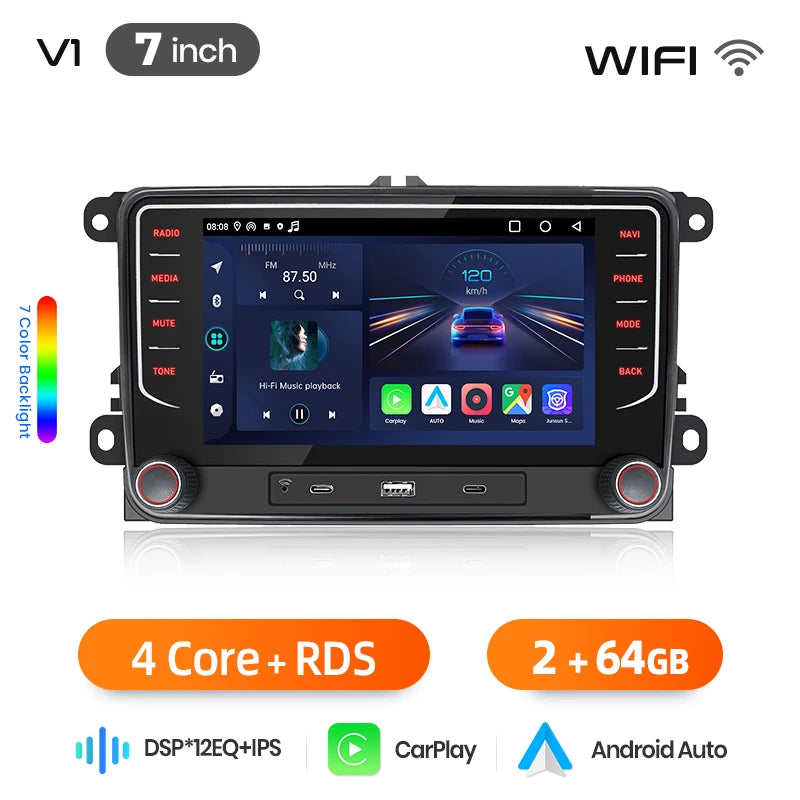 Junsun Wireless CarPlay Car Radio For VW Volkswagen Skoda Octavia Golf 5 6 Touran Passat B6 Polo Jetta Android Multimedia