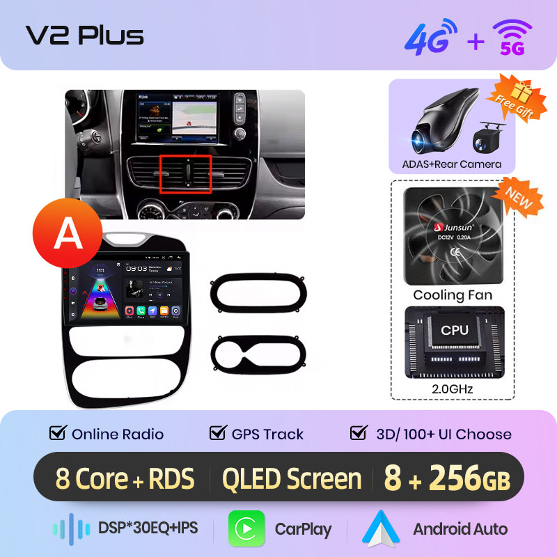 Junsun AI voice 4G LTE bezprzewodowy CarPlay Android Auto Radio do Renault Clio 4 ZOE 2012-2019 Inteligentny system multimedialny Odtwarzacz stereo RDS BT 2 din autoradio GPS Navi ekran