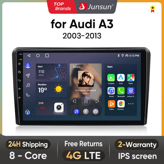 Junsun AI Voice 2 din Android Auto Radio dla Audi A3 8P 2003 - 2013 Carplay 4G Car Multimedia GPS 2din autoradio