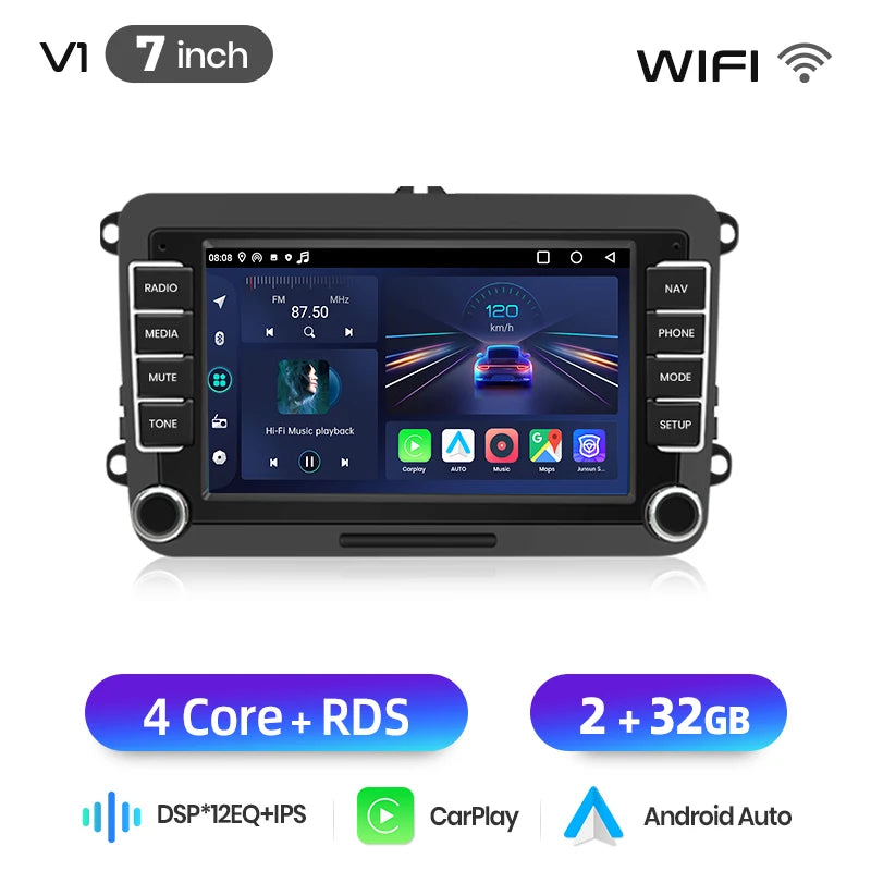 Junsun Wireless CarPlay Car Radio For VW Volkswagen Golf Passat B7 B6 Skoda Seat Octavia Polo Tiguan Jetta Android Multimedia