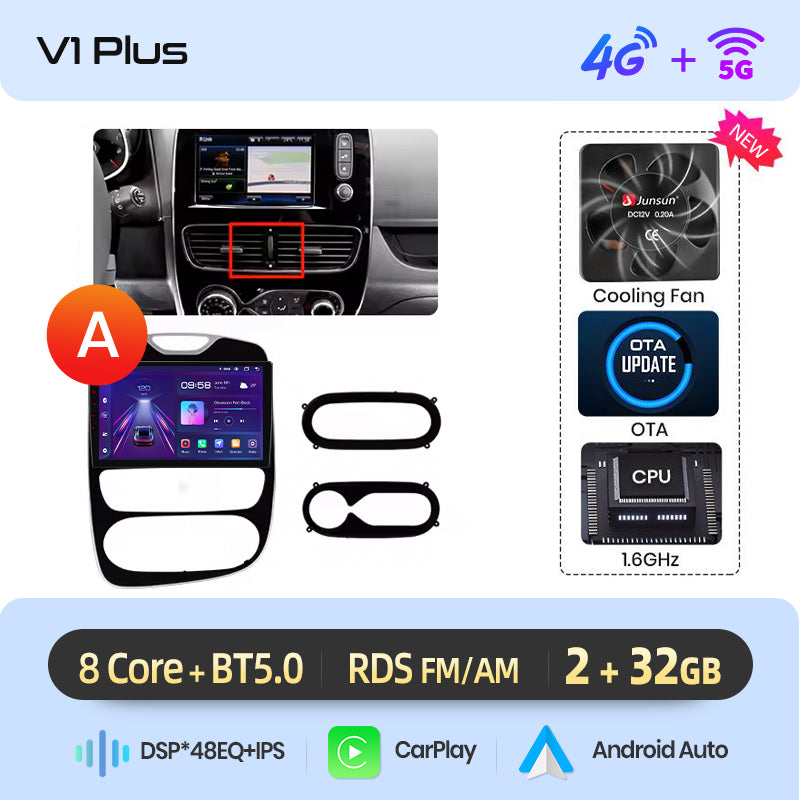 Junsun AI voice 4G LTE bezprzewodowy CarPlay Android Auto Radio do Renault Clio 4 ZOE 2012-2019 Inteligentny system multimedialny Odtwarzacz stereo RDS BT 2 din autoradio GPS Navi ekran