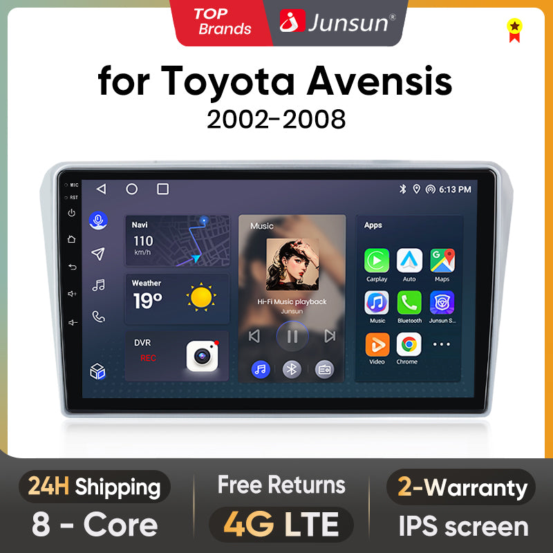 Junsun AI Voice 2 din Android Auto Radio dla Toyota Avensis T25 2002 - 2008 Carplay 4G Car Multimedia GPS 2din autoradio