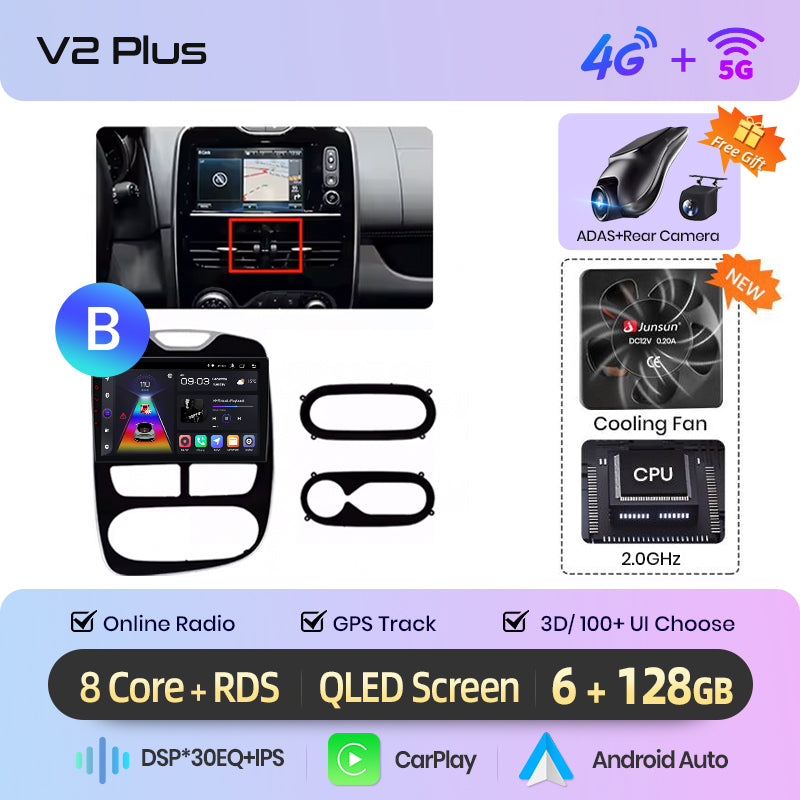 Junsun AI voice 4G LTE bezprzewodowy CarPlay Android Auto Radio do Renault Clio 4 ZOE 2012-2019 Inteligentny system multimedialny Odtwarzacz stereo RDS BT 2 din autoradio GPS Navi ekran