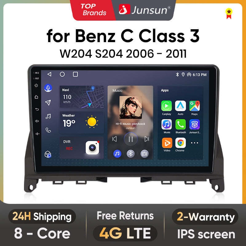 Junsun AI Voice 2 din Android Auto Radio For Mercedes Benz C Class 3 W204 S204 2006 - 2011 Carplay 4G Car Multimedia GPS 2din autoradio