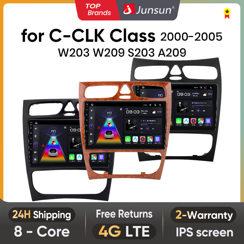 Junsun AI Voice 2 din Android Auto Radio For Mercedes Benz C Class CLK Class W203 W209 S203 A209 2000-2005 Carplay 4G Car Multimedia GPS 2din autoradio