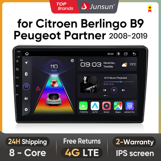 Junsun AI Voice 2 din Android Auto Radio dla Citroen Berlingo B9 Peugeot Partner 2008 - 2019 Carplay 4G Car Multimedia GPS 2din autoradio