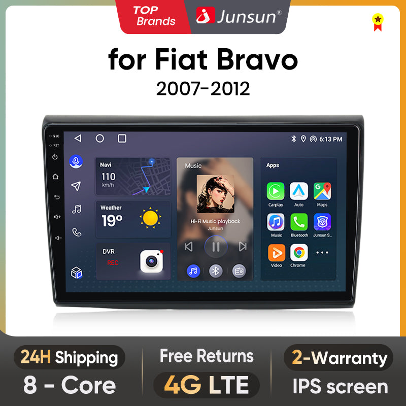 Junsun AI Voice 2 din Android Auto Radio dla Fiata Bravo 2007 2008 2009 2010-2012 Carplay 4G Car Multimedia GPS 2din autoradio