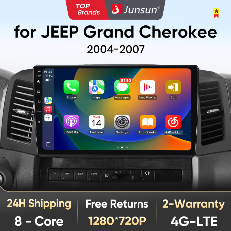 Junsun AI Voice 2 din Android Auto Radio dla JEEP Grand Cherokee 2004 2005 2006 2007 Carplay 4G Car Multimedia GPS 2din autoradio