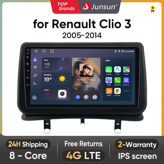 Junsun AI Voice 2 din Android Auto Radio do Renault Clio 3 2005 2006-2014 Carplay 4G Car Multimedia GPS 2din autoradio