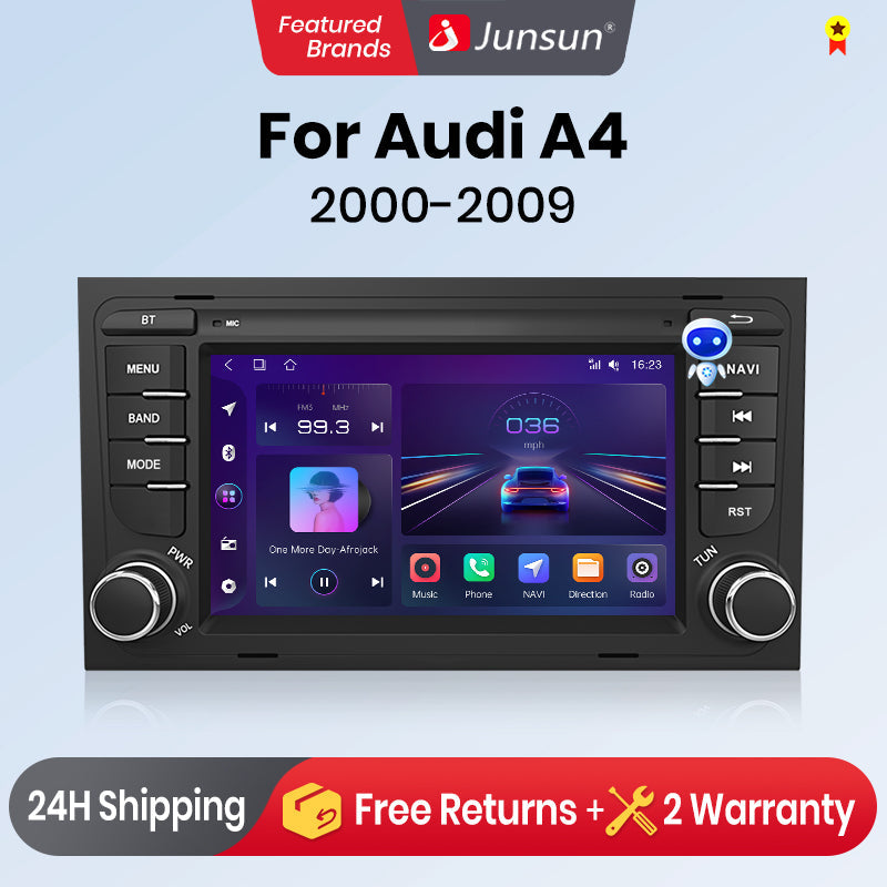 Junsun AI voice 4G LTE bezprzewodowe CarPlay Android Auto Radio do Audi A4 B9 B8 B7 B6 S4 RS4 SEAT Exeo Inteligentny system multimedialny Odbiornik stereo RDS BT 2 din autoradio GPS Navi ekran