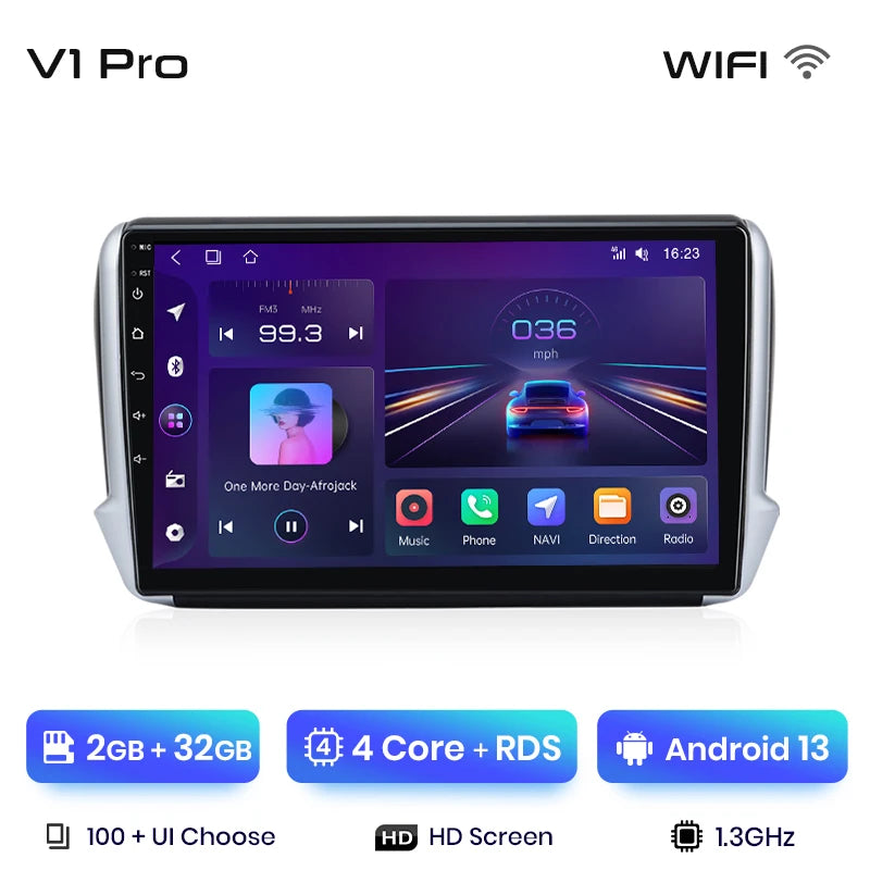 Junsun Car Radio For Peugeot 2008 208 2012 - 2018 wireless CarPlay Android Auto car intelligent systems No 2 din 2din DVD