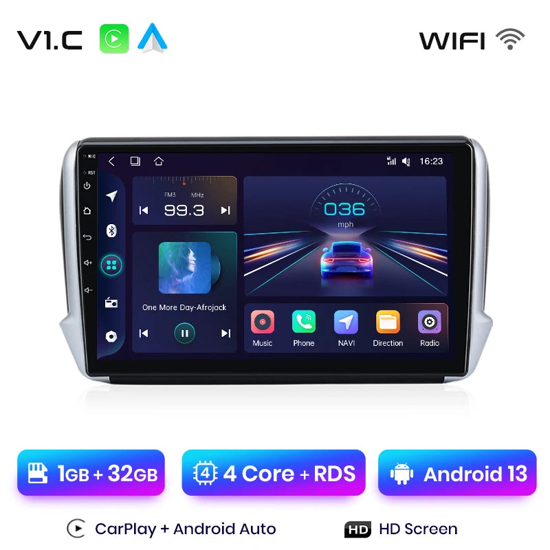 Junsun Car Radio For Peugeot 2008 208 2012 - 2018 wireless CarPlay Android Auto car intelligent systems No 2 din 2din DVD