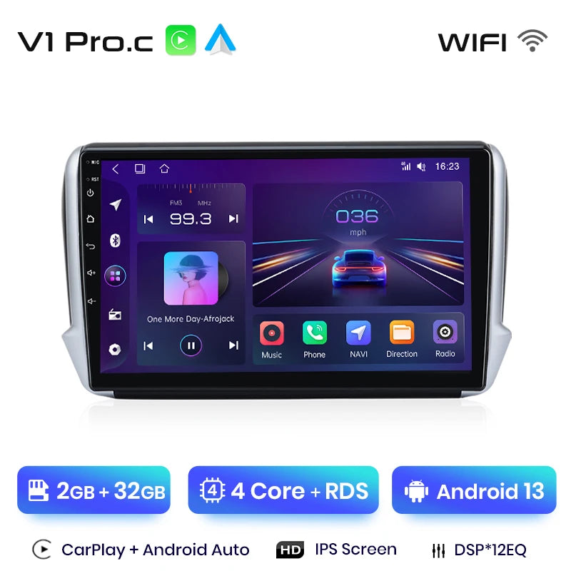 Junsun Car Radio For Peugeot 2008 208 2012 - 2018 wireless CarPlay Android Auto car intelligent systems No 2 din 2din DVD