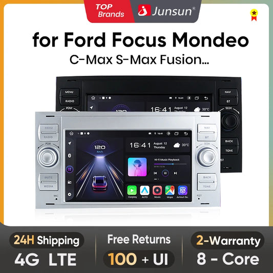 Junsun CarPlay Android Auto Radio dla Ford Focus Mondeo Fiesta Transit Kuga C-Max S-Max Galaxy GPS 2din autoradio multimedialne do samochodu