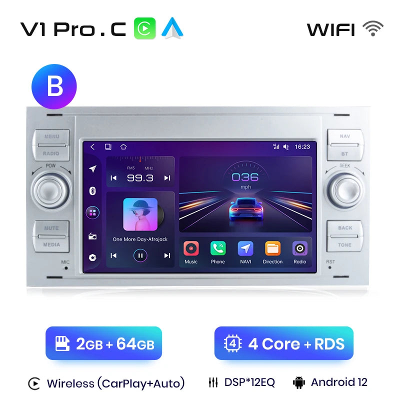 Junsun CarPlay Android Auto Radio for Ford Focus Mondeo Fiesta Transit Kuga C-Max S-Max Galaxy GPS Car Multimedia 2din autoradio