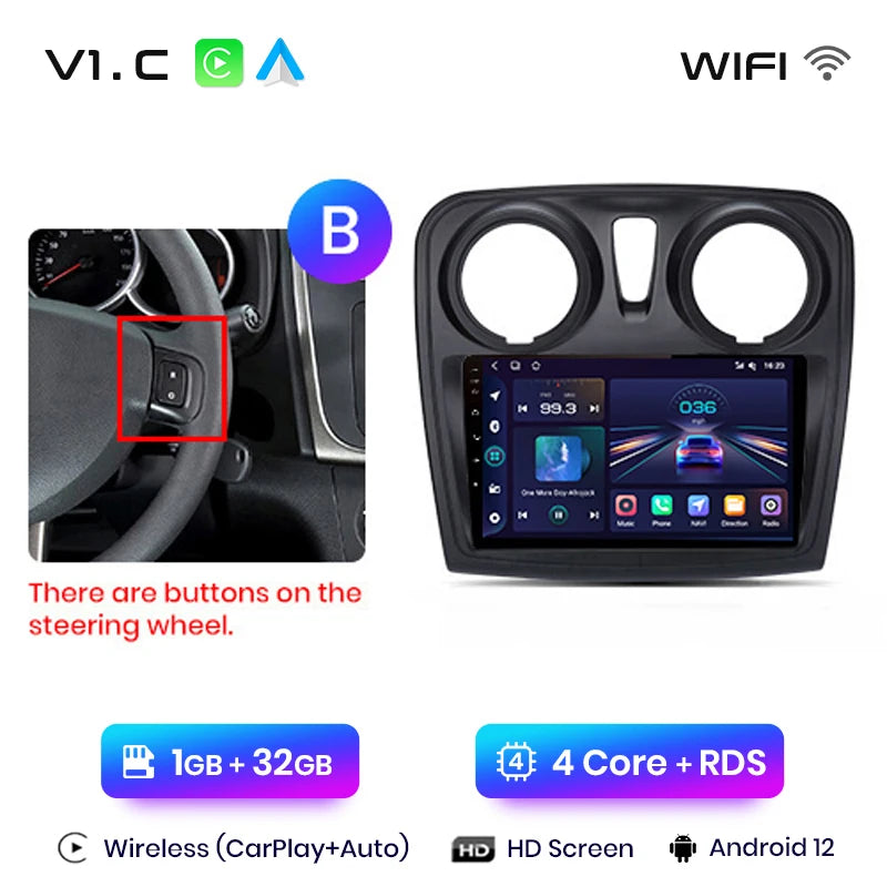 Junsun V1 AI Voice Android Auto Radio For Renault Logan 2 Sandero 2014-2019 Wireless CarPlay Car Multimedia GPS 2din autoradio