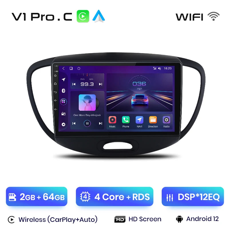 Junsun V1 AI Voice Wireless CarPlay Android Auto Radio For Hyundai Grand i10 2008-2012 4G Car Multimedia GPS 2din autoradio