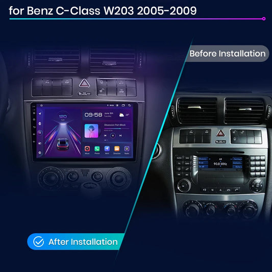Junsun V1 AI Voice Wireless CarPlay Android Auto Radio for Benz C Class W203 2005-2009 Car Multimedia GPS 2din autoradio